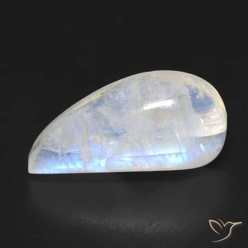 Piedra lunar arcoíris Blanco azulado natural de 9.10 ct, Elegante, Transparente