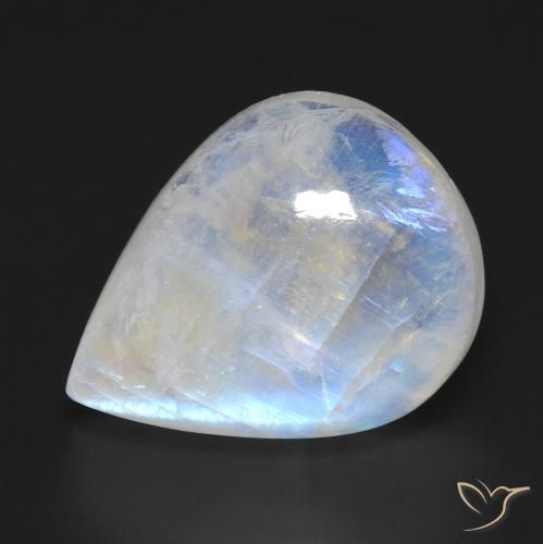 12.94ct Natural Blanco azulado Piedra lunar arcoíris, En forma de pera, Transparente