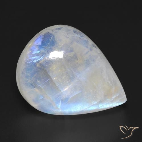 Piedra lunar arcoíris Blanco azulado natural de 12.94 ct, En forma de pera, Transparente