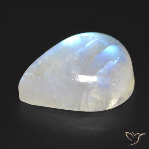 Piedra lunar arcoíris Blanco azulado natural de 12.94 ct, En forma de pera, Transparente