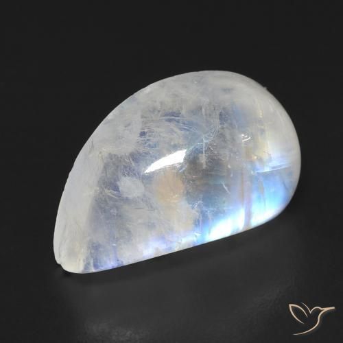 9.35ct Natural Blanco azulado Piedra lunar arcoíris, Elegante, Transparente