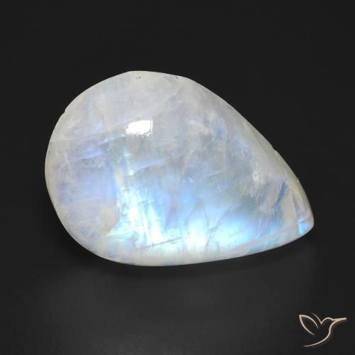 12.07ct Natural Blanco azulado Piedra lunar arcoíris, En forma de pera, Transparente