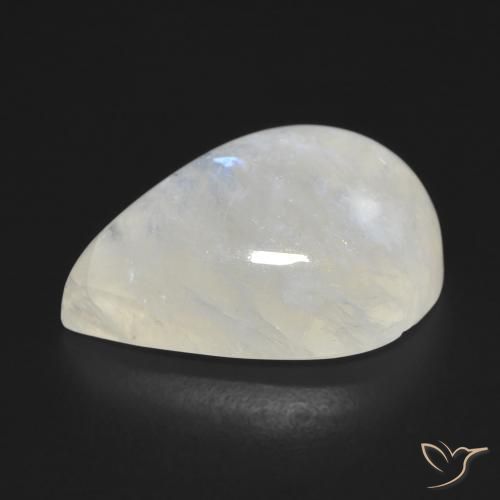Piedra lunar arcoíris Blanco azulado natural de 12.07 ct, En forma de pera, Transparente