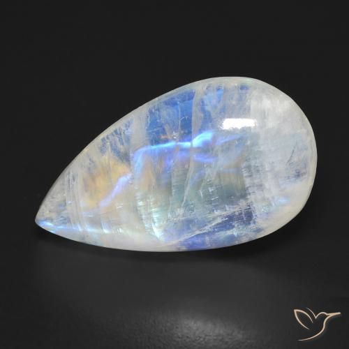 10.55ct Natural Blanco azulado Piedra lunar arcoíris, En forma de pera, Transparente