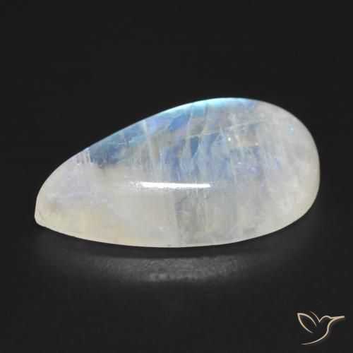 Piedra lunar arcoíris Blanco azulado natural de 10.55 ct, En forma de pera, Transparente