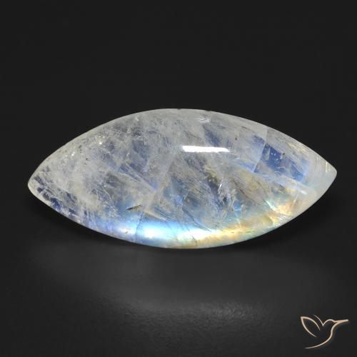 9.25ct Natural Blanco azulado Piedra lunar arcoíris, Marquesa, Transparente