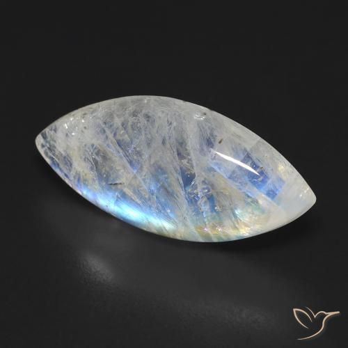 Piedra lunar arcoíris Blanco azulado natural de 9.25 ct, Marquesa, Transparente