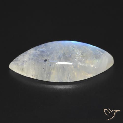 Piedra lunar arcoíris Blanco azulado natural de 9.25 ct, Marquesa, Transparente