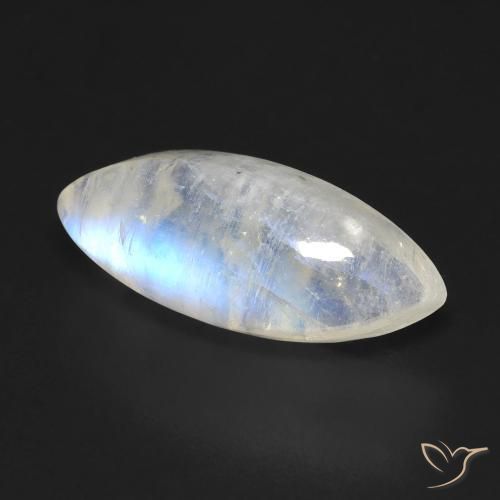 Piedra lunar arcoíris Blanco azulado natural de 5.97 ct, Marquesa, Transparente