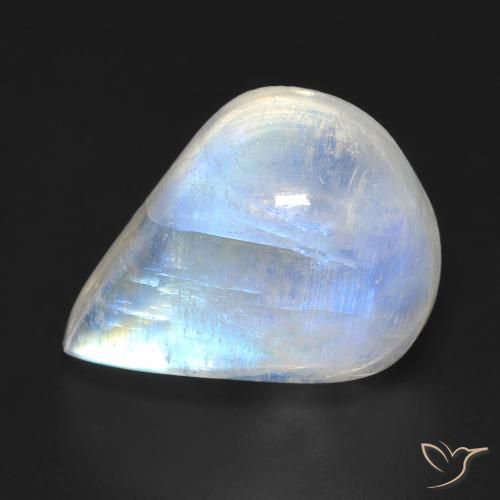 9.93ct Natural Blanco azulado Piedra lunar arcoíris, En forma de pera, Transparente