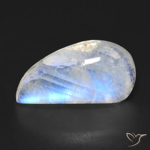 9.01ct Natural Blanco azulado Piedra lunar arcoíris, Elegante, Transparente