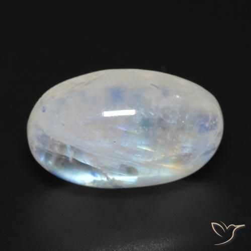 8.92ct Natural Blanco azulado Piedra lunar arcoíris, Ovalada, Transparente