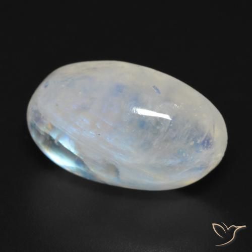 Piedra lunar arcoíris Blanco azulado natural de 8.92 ct, Ovalada, Transparente