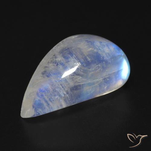 Piedra lunar arcoíris Blanco azulado natural de 9.48 ct, Elegante, Transparente