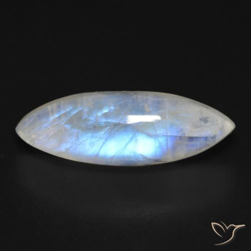 8.12ct Natural Blanco azulado Piedra lunar arcoíris, Marquesa, Transparente