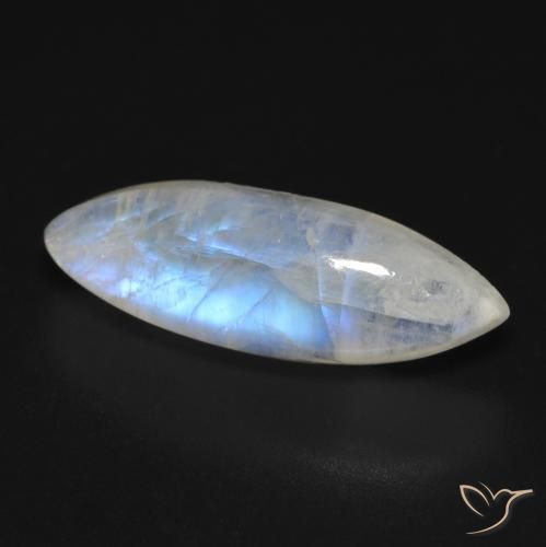 Piedra lunar arcoíris Blanco azulado natural de 8.12 ct, Marquesa, Transparente