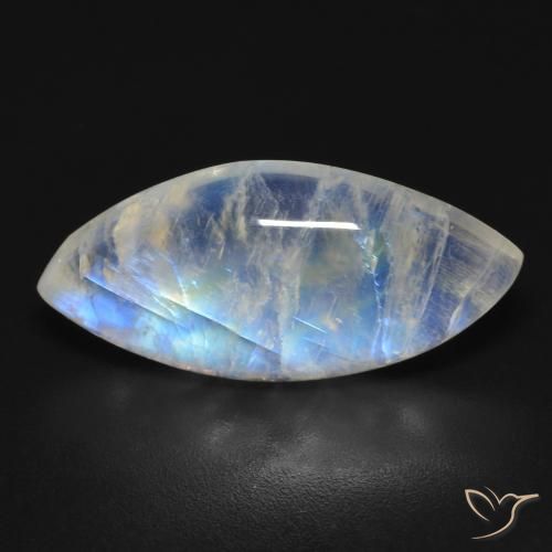 8.85ct Natural Blanco azulado Piedra lunar arcoíris, Marquesa, Transparente