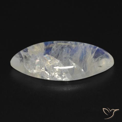 Piedra lunar arcoíris Blanco azulado natural de 8.85 ct, Marquesa, Transparente