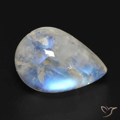 10.22ct Natural Blanco azulado Piedra lunar arcoíris, En forma de pera, Transparente