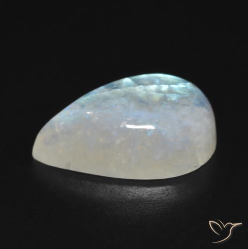 Piedra lunar arcoíris Blanco azulado natural de 7.30 ct, En forma de pera, Transparente