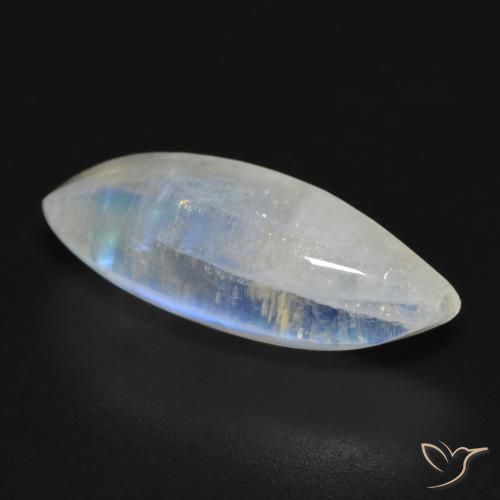 Piedra lunar arcoíris Blanco azulado natural de 9.26 ct, Marquesa, Transparente