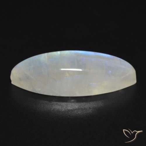 Piedra lunar arcoíris Blanco azulado natural de 9.26 ct, Marquesa, Transparente
