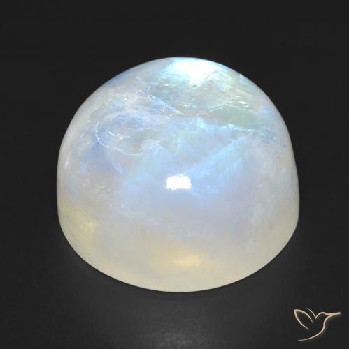 Piedra lunar arcoíris Blanco azulado natural de 18.37 ct, Redondo, Transparente