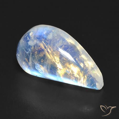 8.58ct Natural Blanco azulado Piedra lunar arcoíris, Elegante, Transparente