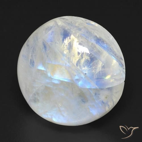 19.04ct Natural Blanco azulado Piedra lunar arcoíris, Redondo, Transparente