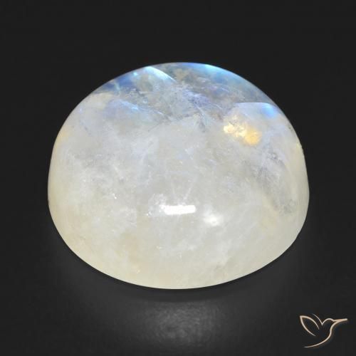 Piedra lunar arcoíris Blanco azulado natural de 19.04 ct, Redondo, Transparente