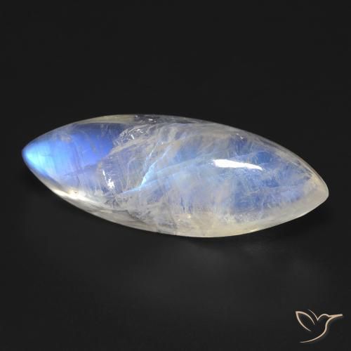 Piedra lunar arcoíris Blanco azulado natural de 18.53 ct, Marquesa, Transparente