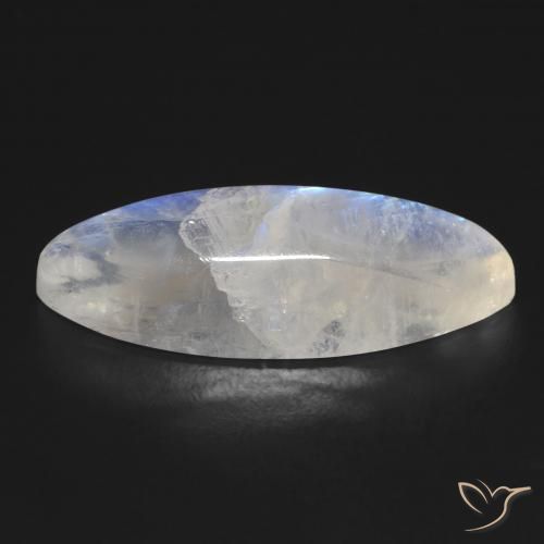 Piedra lunar arcoíris Blanco azulado natural de 18.53 ct, Marquesa, Transparente
