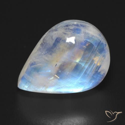 12.45ct Natural Blanco azulado Piedra lunar arcoíris, En forma de pera, Transparente