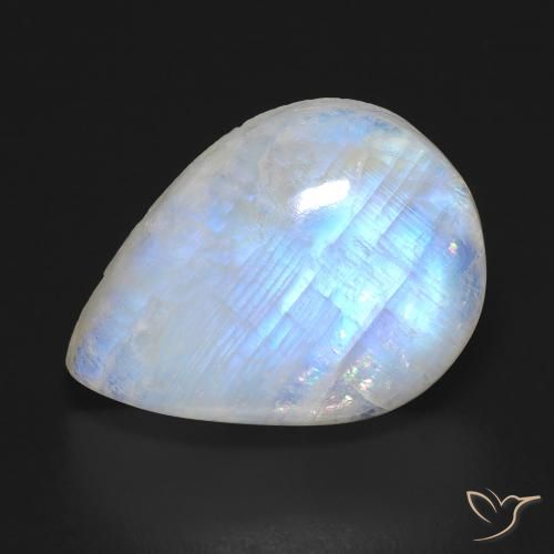 12.19ct Natural Blanco azulado Piedra lunar arcoíris, En forma de pera, Transparente