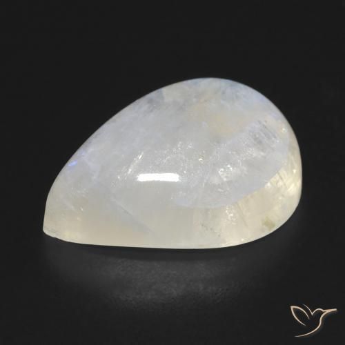 Piedra lunar arcoíris Blanco azulado natural de 12.19 ct, En forma de pera, Transparente