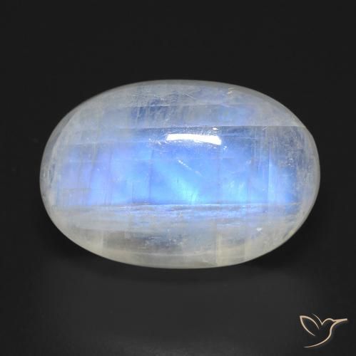 14.30ct Natural Blanco azulado Piedra lunar arcoíris, Ovalada, Transparente