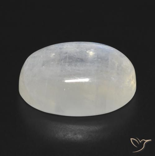 Piedra lunar arcoíris Blanco azulado natural de 14.30 ct, Ovalada, Transparente