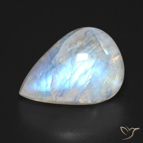 10.00ct Natural Blanco azulado Piedra lunar arcoíris, En forma de pera, Transparente