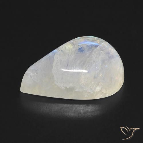 Piedra lunar arcoíris Blanco azulado natural de 10.00 ct, En forma de pera, Transparente