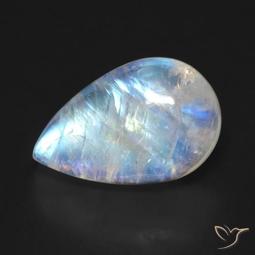 10.04ct Natural Blanco azulado Piedra lunar arcoíris, En forma de pera, Transparente
