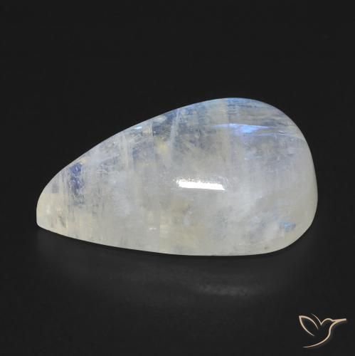 Piedra lunar arcoíris Blanco azulado natural de 11.21 ct, En forma de pera, Transparente