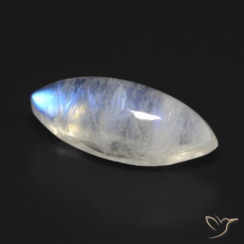Piedra lunar arcoíris Blanco azulado natural de 5.72 ct, Marquesa, Transparente