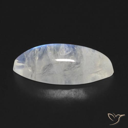 Piedra lunar arcoíris Blanco azulado natural de 5.72 ct, Marquesa, Transparente