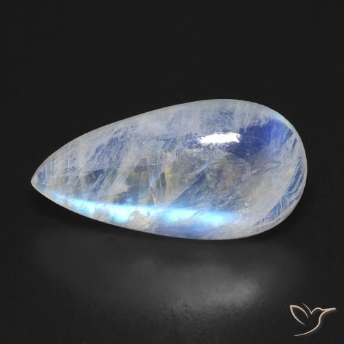 6.10ct Natural Blanco azulado Piedra lunar arcoíris, En forma de pera, Transparente