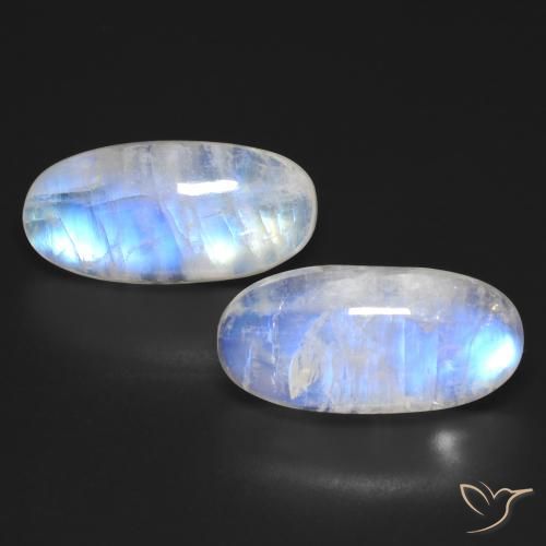 25.93ctw Natural Blanco azulado Piedra lunar arcoíris, Ovalada, Transparente