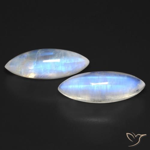 18.77ctw Natural Blanco azulado Piedra lunar arcoíris, Marquesa, Transparente