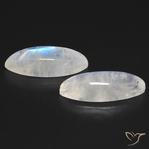 Gemas de Piedra lunar arcoíris Blanco azulado natural de 18.77 ct, Marquesa, Transparente
