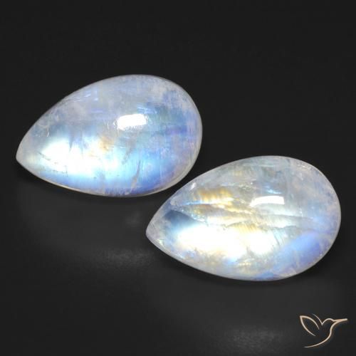 18.38ctw Natural Blanco azulado Piedra lunar arcoíris, En forma de pera, Transparente