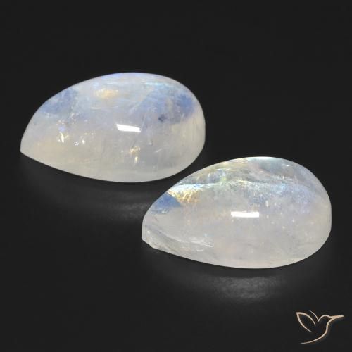 Gemas de Piedra lunar arcoíris Blanco azulado natural de 18.38 ct, En forma de pera, Transparente