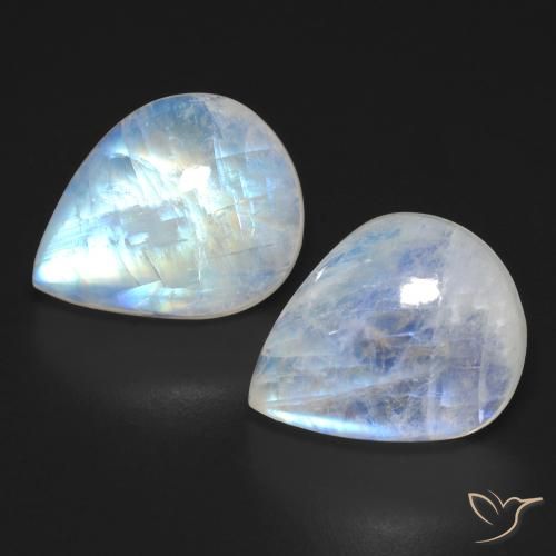 20.52ctw Natural Blanco azulado Piedra lunar arcoíris, En forma de pera, Transparente